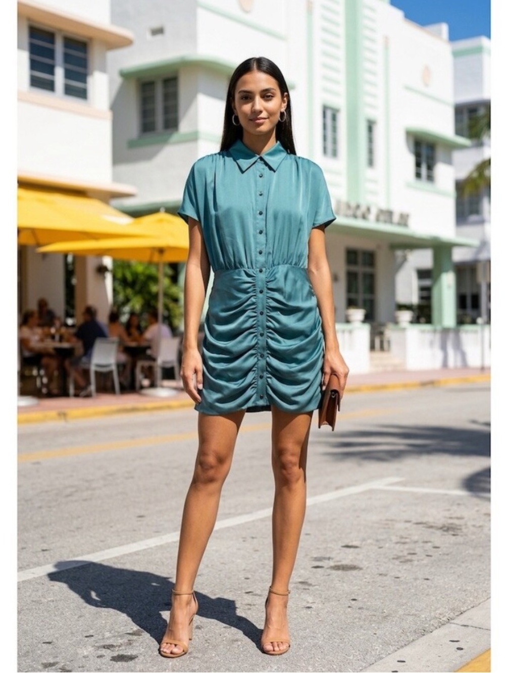 NWT Ramy Brook Teal Blue Ruched Mini Dress - The Violet Dress